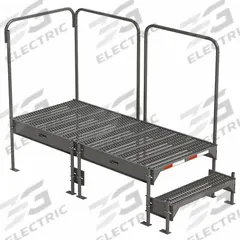 EGA Work Platform: 18 in Platform Ht - Max, 34.6 in x 76.8 in, Steel, 500 lb Load Capacity (MPN CW4-18-2-6). Key specifications — Folding: Not Foldable; Mobility: Stationary; Use Location: Indoor; Brand: EGA; Color: Gray; Exit Direction: Left; Height Adjustability: Adjustable Height; Includes Handrails: Handrails Included.