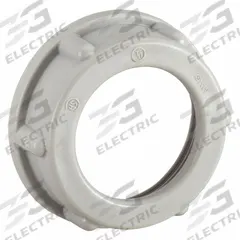 RACO Insulating Bushing: Plastic, Plain, 1 1/4 in Trade Size, 15/32 in Overall Lg, Insulated (MPN 1405). Key specifications — Insulated: Yes; Brand: RACO.