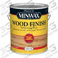 MINWAX Wood Stain: Wood Stain, Interior, Oil, 1 gal Container Size, Wood, Cherry, Semi-Transparent (MPN 710790000). Key specifications — Brand: MINWAX; Transparency: Semi-Transparent; Use Location: Interior; Sub-Brand: Minwax; Color: Cherry.