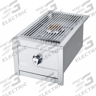 CROWN VERITY Built-In Side Burner: Stainless Steel, 15 in Overall Wd, 27 in Overall Dp - Side Burners