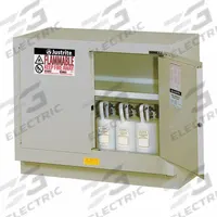 JUSTRITE Flammable Cabinet: 21 5/8 in Overall Dp, 4 ft Overall Wd, 35 3/4 in Overall Ht, Steel (MPN 884824). Key specifications — Color: Silver; Material: Steel; Brand: JUSTRITE; Compatible with Product Type: Fume Hoods; Door Type: Self-Closing; Mobility: Stationary; Product Type: Flammable Cabinet.