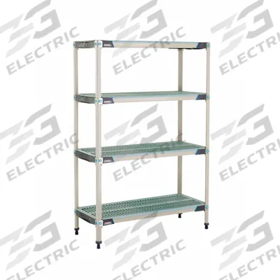 METRO Plastic Industrial Shelving: 18 in x 42 in, 62 in Overall Ht, 4 Shelves - Harsh-Environment Antimicrobial Stationary Plastic Shelving