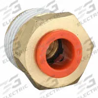 SMC Push-Fit Adapter Fitting: 3/8 in OD x 1/2 in Pipe Size, Push-to-Connect x MNPT, Brass, Brass (MPN KQ2H11-37AS). Key specifications — Brand: SMC; Thread Size A: 1/2".