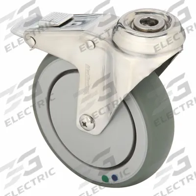 MEDCASTER Bolt-Hole Caster: Swivel, No Brake, Rubber, 5 in Wheel Dia., 1 1/4 in Wheel Wd - Standard Bolt-Hole Casters
