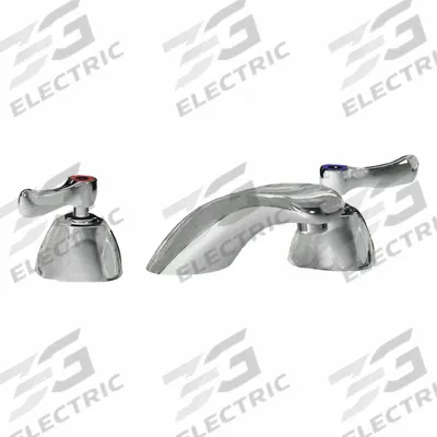 CHICAGO FAUCETS Low Arc Bathroom Faucet: 404, Cast Brass, Polished Chrome Finish - Widespread Handle Bathroom Faucets