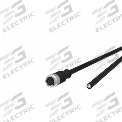 METZ CONNECT Sensor Cable: M12 Female Straight X Free End, 8 Pins, Black, PUR, 5 m Cable Lg - Single-Ended Cordsets with PUR Jacket for Twisting Applications