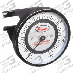 DWYER Clip Pipe Mount Dial Thermometer: 70°F to 370°F, +/- 2% Accuracy, 2 in Dial Dia (MPN STC461). Key specifications — Accuracy: +/- 2%; Brand: DWYER.