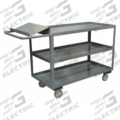 APPROVED VENDOR Utility Cart: 1,200 lb, 3 Shelves, 51 in L x 31 in W x 36 in H Overall Dim - Order-Picking Utility Carts with Lipped Metal Shelves