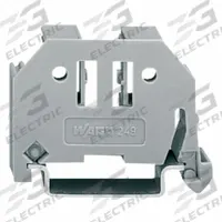 WAGO End Barrier: Clip-On Mount, Gray, DIN Rail 35x15/DIN Rail 35x7.5 (MPN 249-117). Key specifications — Compatible Manufacturer Model Number: 709; Compatible with Product Type: DIN Rail 35x15; Brand: WAGO; Mounting Type: Clip-On Mount.