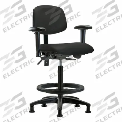 APPROVED VENDOR Ergonomic Chair: Vinyl, Arms Included, Ht Range 25 in to 34 1/2 in, 18 1/2 in Seat Wd - Vinyl Lab Chairs