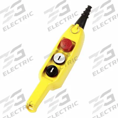 GIOVENZANA Pendant Control Station: (3) Push Buttons, 2NO/1NC, Emergency Stop/Up/Down - Push-Button Pendants