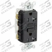 HUBBELL GFCI Receptacle: Duplex, 5-20, Black, GFCI, 125V AC, 20 A, 2 Pole / 3 Wire (MPN GFRTR20BLK)