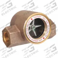 DWYER Window Sight Flow Indicator with Impeller: Rotor, Bronze, 1/2 in FNPT, 1/2 in Connection Size (MPN SFI-100-1/2). Key specifications — For Media Type: Water; Brand: DWYER; Sight Material: Tempered Glass; Connection Type: FNPT; Flow Direction: Vertical Down; Seal Material: Buna-N; Wetted Material: Bronze.