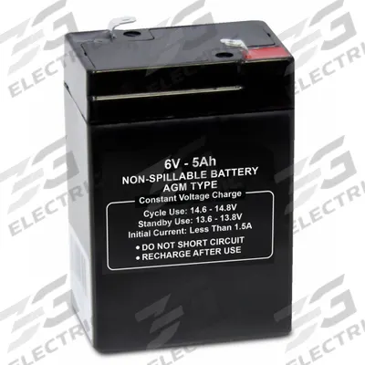 APPROVED VENDOR Sealed Lead Acid Battery: 6V DC, 5 Ah Capacity, 4.19 in Ht, 1.85 in Wd - AGM Sealed Lead Acid Batteries