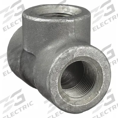 ANVIL Metal Pipe Tee: 3/8 in x 3/8 in x 3/8 in, 2,000 psi @ 150°F, Steel - Threaded High-Pressure Pipe Fittings
