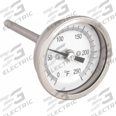 APPROVED VENDOR Dial Thermometer: 0°F to 250°F, ±1%@ 41 to 200°F - Back-Mount Fixed-Angle Thread-Mount Dial Thermometers