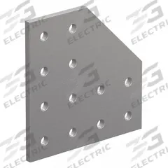 Joining Plate: 90° Angled Flat Plate, 10 Series, 3/16 in x 4 in x 4 in, For 17/64 in Slot Wd, Silver (MPN 4128). Key specifications — Material: Aluminum; Brand: 80/20; Finish: Anodized.