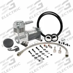 VIAIR CORPORATION Portable Air Compressor: Oil Free, Tankless, 0.18 hp, 0.49 cfm @ 90 psi, 12V DC (MPN 25050). Key specifications — attr48686: Oil Free; attr48685: 12V DC; attr48689: 0.29 cfm @ 150 psi; attr48678: 11.0 A; attr48688: Air Filter; attr48671: VIAIR CORPORATION; attr124308: Standard (75 dBA or more).