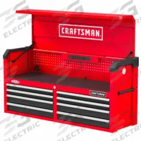 CRAFTSMAN Top Chest: 8 Drawers, Light Duty, 51 1/2 in Overall Wd, 16 in Overall Dp, Keyed, S2000 (MPN CMST98272RB). Key specifications — Brand: CRAFTSMAN; Power Outlets Included: (6) Outlets; Includes Drawer Liners: Yes.