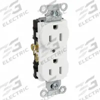 HUBBELL Receptacle: Duplex, 5-15, White, 125V AC, 15 A, 2 Pole / 3 Wire (MPN CR15WHI)
