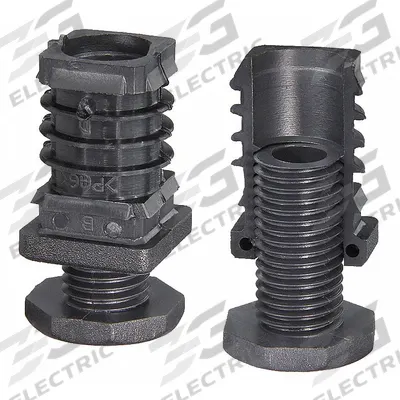 ELESA Male-End Leveling Mount: Round, Technopolymer - Tube End Leveling Mounts with Feet