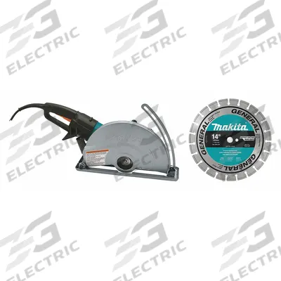 MAKITA Masonry Saw: 14 in Blade Dia., Dry, 9 3/4 in Max. Cutting Dp, 120 V AC Volt - Handheld Masonry Saws