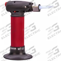 MASTER APPLIANCE Microtorch: 120 min Run Time, Butane Torch (MPN MT-51). Key specifications — Run Time: 120 min; Flame Adjustment: Broad to Pinpoint; Series: Microtorch MT-51; Manufacturer Part Number: MT-51; Product Type: Butane Torch; Brand: MASTER APPLIANCE; Item: Butane Torch.