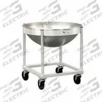 NEW AGE Bowl Dolly: 30 in Overall Ht, 30 in Overall Wd, 30 in Overall Lg, Aluminum, (4) Swivel (MPN 98716). Key specifications — Product Type: Bowl Dolly; Caster Type: (4) Swivel; Brand: NEW AGE; Material: Aluminum; NSF Certified: No.