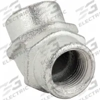 Elbow, 45 Degrees: Iron, Electroplated, 1 1/2 in Trade Size, Female to Female, NPT (MPN ELF45-150). Key specifications — Ends - Hazardous Fittings: 1-1/2 in FNPT x 1-1/2 in FNPT; Material: Iron; Finish: Electroplated; Brand: APPLETON ELECTRIC.