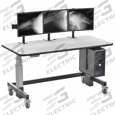 AFC INDUSTRIES Electric Sit-Stand Desk: 47 in Max Desktop Ht, 28 in Min Desktop Ht - Adjustable-Height Mobile Medical Workstations