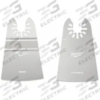 MILWAUKEE Oscillating Scraper Blade: 2 in Blade Wd, 3 7/16 in Blade Lg, Stainless Steel, 2 Pieces (MPN 49-25-2202). Key specifications — attr1097500: Straight; attr1097522: MILWAUKEE.