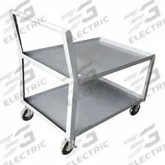 APPROVED VENDOR Utility Cart: 1,200 lb, 36 in L x 24 in W Shelf, 2 Shelves, Gray, Raised (MPN 10F449). Key specifications — Caster/Wheel Configuration: (2) Rigid; Brand: APPROVED VENDOR; Caster Wheel/Tread Material: Polyurethane.