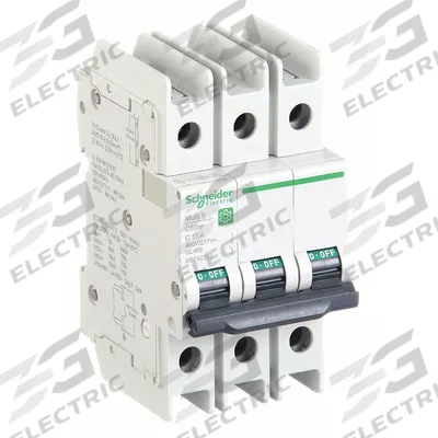 SCHNEIDER Miniature Circuit Breaker: 15 A Amps, 14kA at 120/240V AC, Screw Clamp - C-Curve, 3-Pole UL489 DIN Rail-Mount Miniature Circuit Breakers