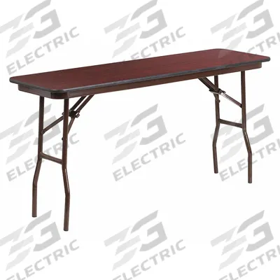 FLASH FURNITURE Folding Table: Rectangle Table Shape, Mahogany Tabletop, 18 in Dp, 60 in Wd - Standard Folding Tables