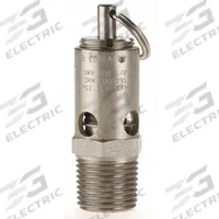 CONRADER Safety Valve: Soft Seat, 1/2 in (M)NPT Inlet (In.), 100 psi Preset Setting (PSI), Viton (MPN SRV390-1/2-V-SS-100). Key specifications — attr291993: Soft Seat; attr291998: Stainless Steel; attr292007: Viton; attr292009: Stainless Steel; attr294753: CONRADER.