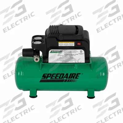 SPEEDAIRE Air Compressor: Oil Free, 2 gal, Hot Dog, 0.33 hp, 0.6 cfm @ 90 psi, 120 VAC - Hand Carry Portable Electric Air Compressors