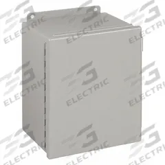 WIEGMANN Enclosure: Steel, 12 in x 10 in x 8 in, NEMA 12/13, Solid Cover, Hinged (MPN B121008CH). Key specifications — Brand: WIEGMANN; Closure Method: Clamps; Knockouts: Not Included.
