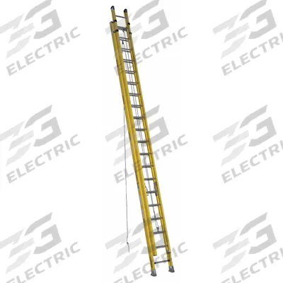 WERNER Extension Ladder: 40 ft Ladder Size, Fiberglass, 300 lb Load Capacity, 127 lb Wt - Non-Conductive Fiberglass Extension Ladders