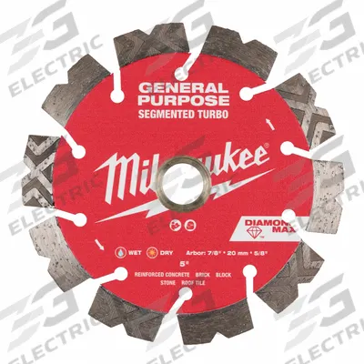 MILWAUKEE Diamond Saw Blade: Block/Brick/Concrete/Stone, 5 in Blade Dia. - Concrete & Asphalt-Cutting Blades