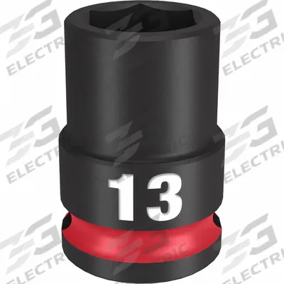 MILWAUKEE Standard Impact Socket: 3/8 in Drive Size, Metric, 13 mm Socket Size, 6-Point - 3/8" Drive Impact Sockets