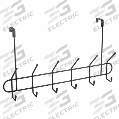 APPROVED VENDOR Wardrobe Hook: Over-the-Door, 12 lb Wt Capacity, 2 Points per Hook, Black - Coat & Garment Racks