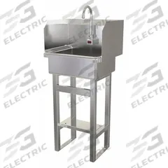 SANI-LAV Hands-Free Sink: 43 1/2 in Overall Ht, 17 in Bowl Lg, 7 in Bowl Dp, 0.5 gpm Flow Rate (MPN 727B.5). Key specifications — Includes Side Splash: Side Splash Included; Power Source: Battery Powered; Brand: SANI-LAV.
