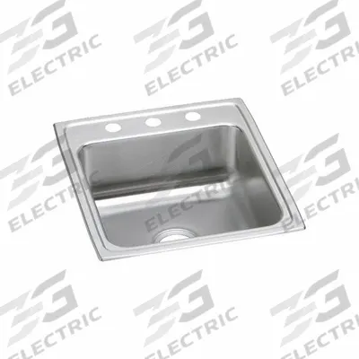 JUST MANUFACTURING Bowl Drop-In Sink: 22 in Overall Lg, 19 1/2 in Overall Wd - One-Bowl Counter-Mounted Kitchen & Bar Sinks without Faucets
