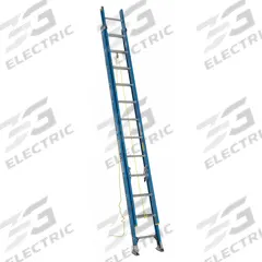 WERNER Extension Ladder: 24 ft Ladder Size, Fiberglass, 250 lb Load Capacity, 46 lb Wt, 2 Sections (MPN D6024-2). Key specifications — Color: Blue; Brand: WERNER; Included Features: Mar-Resistant End Caps; Removable Fly: Removable.
