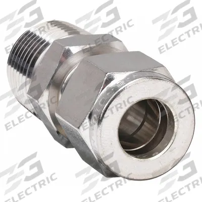 PARKER Compression Fitting Adapter: 3/8 in OD x 1/4 in Pipe Fitting Size - Double-Ferrule Stainless Steel Fittings