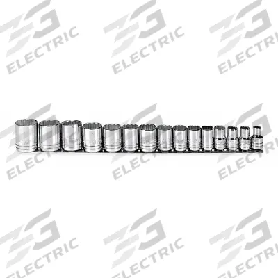 PROTO Socket Set: 1/2 in Drive, 15 Piece, 12-Point, SAE - SAE & Metric Socket Sets