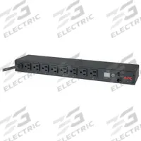 APC BY SCHNEIDER ELECTRIC Power Distribution Unit: 120V AC, 8 Outlets, NEMA 5-15R, Metered, 1 RU (MPN AP7800B). Key specifications — Plug Type: NEMA 5-15P; Brand: APC BY SCHNEIDER ELECTRIC; Maximum Input Voltage: 120V AC; Receptacle Type: NEMA 5-15R; Mounting Location: Horizontal Rack; Facing: Front.