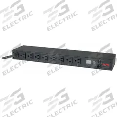 APC BY SCHNEIDER ELECTRIC Power Distribution Unit: 120V AC, 8 Outlets, NEMA 5-15R, Metered, 1 RU (MPN AP7800B). Key specifications — Plug Type: NEMA 5-15P; Brand: APC BY SCHNEIDER ELECTRIC; Maximum Input Voltage: 120V AC; Receptacle Type: NEMA 5-15R; Mounting Location: Horizontal Rack; Facing: Front.