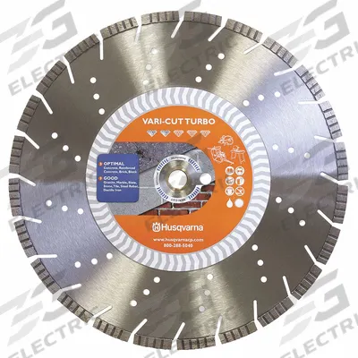 HUSQVARNA Diamond Saw Blade: Concrete/Masonry/Stone, 14 in Blade Dia., 1 in Arbor Size - Demolition Work Blades