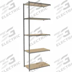 TENNSCO Boltless Shelving: Add-On, Light-Duty, 48 in x 18 in, 96 in Overall Ht, 5 Shelves (MPN ZA8-4818A-5D). Key specifications — attr54754: Powder Coated; attr59549: 8,000 lb with Beams Evenly Spaced at 24 in; attr17396: Particleboard; attr17398: Gray; attr17401: Low Profile; attr35179: TENNSCO; attr59360: Closed (Starter); Open (Add-On).